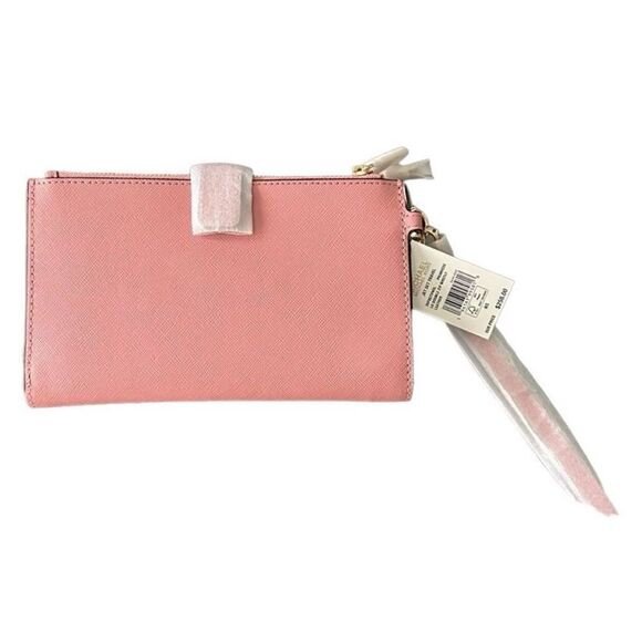 Michael Kors Pink Primrose Jersey Travel Large Double Zip Wristlet Leather - Picture 3 of 8